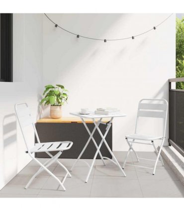vidaXL Bistro Set 3 pcs White Steel