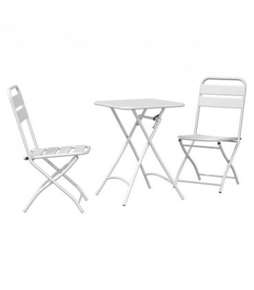 vidaXL Bistro Set 3 pcs White Steel