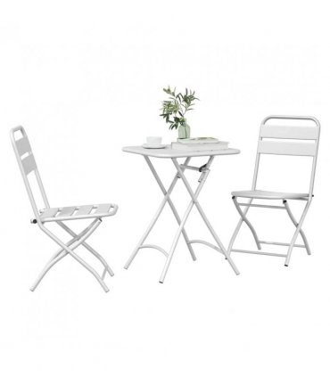 vidaXL Bistro Set 3 pcs White Steel