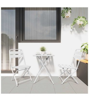 vidaXL Bistro Set 3 pcs White Steel