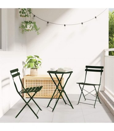 vidaXL Garden Folding Chair Folding 2 pcs Green 42 x 46 x 82cm Metal — Colour: Dark green
