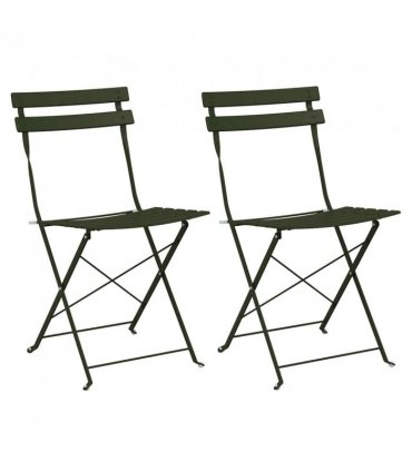 vidaXL Garden Folding Chair Folding 2 pcs Green 42 x 46 x 82cm Metal — Colour: Dark green