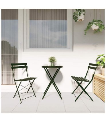 vidaXL Garden Folding Chair Folding 2 pcs Green 42 x 46 x 82cm Metal — Colour: Dark green