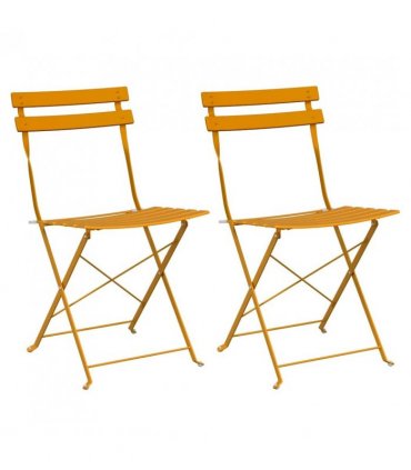 vidaXL Garden Folding Chair Folding 2 pcs Mustard 42 x 46 x 82cm Metal