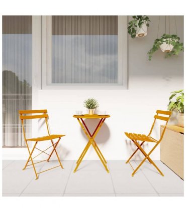 vidaXL Garden Folding Chair Folding 2 pcs Mustard 42 x 46 x 82cm Metal