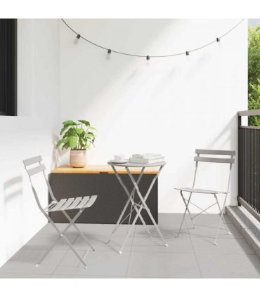 vidaXL Garden Folding Chair Folding 2 pcs Beige 42 x 46 x 82cm Metal