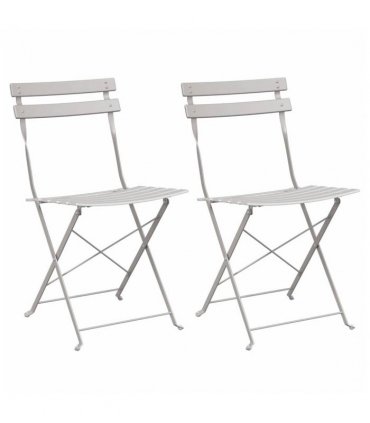 vidaXL Garden Folding Chair Folding 2 pcs Beige 42 x 46 x 82cm Metal