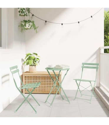 vidaXL Garden Folding Chair 2 pcs Light Mint 42 x 46 x 82cm Metal