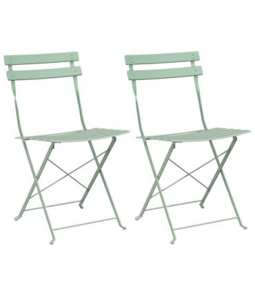 vidaXL Garden Folding Chair 2 pcs Light Mint 42 x 46 x 82cm Metal