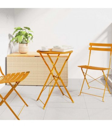 vidaXL Bistro Table Folding Mustard Ø 50 x 71 cm Powder-coated Steel
