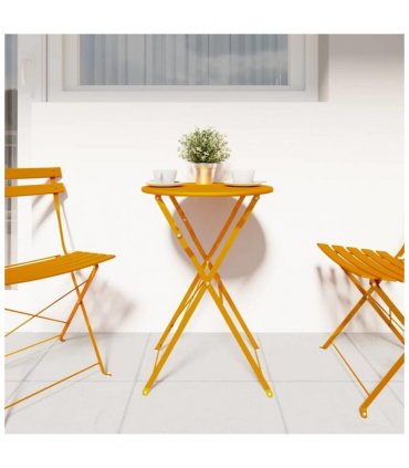 vidaXL Bistro Table Folding Mustard Ø 50 x 71 cm Powder-coated Steel