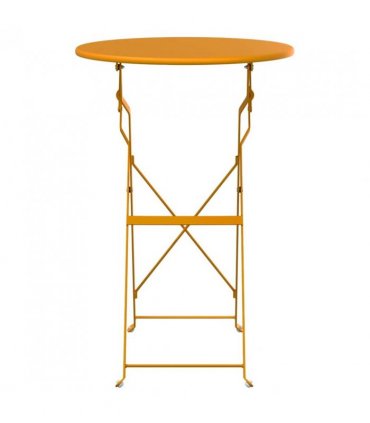 vidaXL Bistro Table Folding Mustard Ø 50 x 71 cm Powder-coated Steel