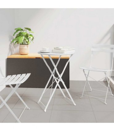 vidaXL Bistro Table Folding White Ø 50 x 71 cm Powder-coated Steel
