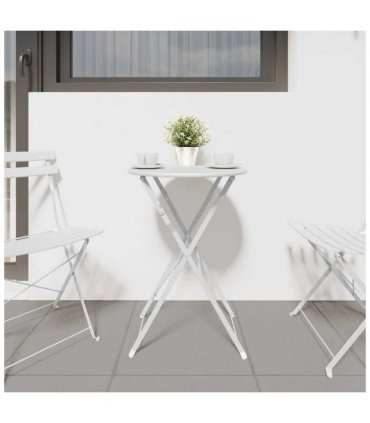 vidaXL Bistro Table Folding White Ø 50 x 71 cm Powder-coated Steel