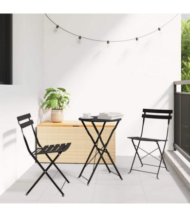 vidaXL Folding Bistro Set 3 pcs Anthracite Steel