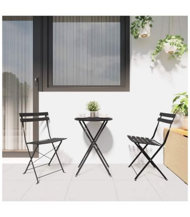 vidaXL Folding Bistro Set 3 pcs Anthracite Steel