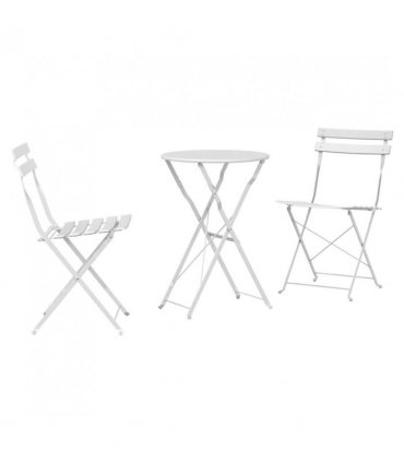 vidaXL Folding Bistro Set 3 pcs White Steel