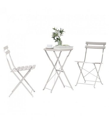vidaXL Folding Bistro Set 3 pcs Beige Steel