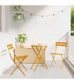 vidaXL Folding Bistro Set 3 pcs Mustard Steel