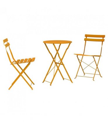 vidaXL Folding Bistro Set 3 pcs Mustard Steel