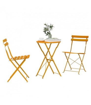 vidaXL Folding Bistro Set 3 pcs Mustard Steel