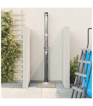 vidaXL Outdoor Solar shower Black 217 cm PVC and Aluminium — Model: 7 cm top shower with handheld head