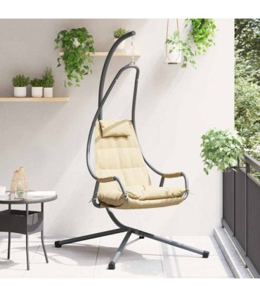 vidaXL Hanging Egg Chair Folding Beige 94 x 107 x 196.5 cm Steel