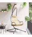 vidaXL Hanging Egg Chair Folding Beige 94 x 107 x 196.5 cm Steel