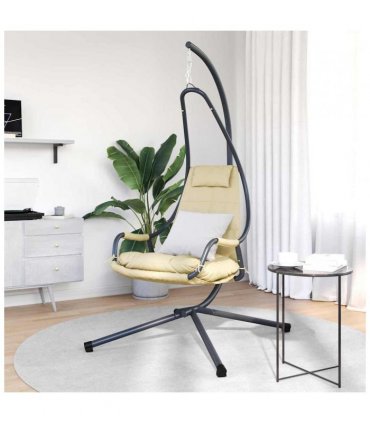 vidaXL Hanging Egg Chair Folding Beige 94 x 107 x 196.5 cm Steel
