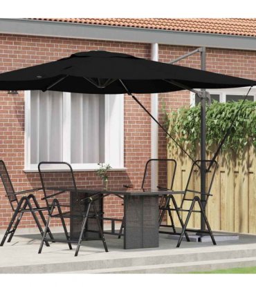 vidaXL Roma Parasol Black 286 x 284 x 265 cm Aluminium and Polyester