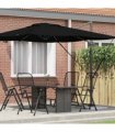 vidaXL Roma Parasol Black 286 x 284 x 265 cm Aluminium and Polyester