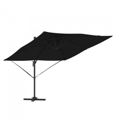 vidaXL Roma Parasol Black 286 x 284 x 265 cm Aluminium and Polyester