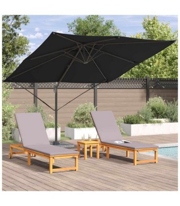 vidaXL Roma Parasol Black 286 x 284 x 265 cm Aluminium and Polyester