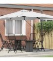 vidaXL Umbrella Sand 351 x 250 x 260 cm Polyester and Aluminium