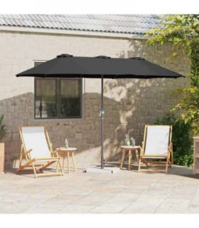 vidaXL Garden Parasol Black 370 x 197 x 239 cm Polyester and Aluminium