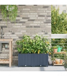 vidaXL Garden Planter 2 pcs Grey 80 x 40 x 37.5 cm PP