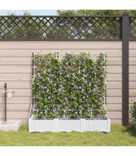 vidaXL Garden Planter 3 pcs White 120 x 40 x 126 cm PP