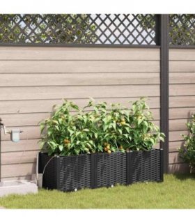 vidaXL Garden Planter 3 pcs Black 120 x 40 x 37.5 cm PP