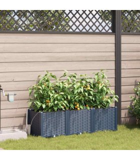 vidaXL Garden Planter 3 pcs Grey 120 x 40 x 37.5 cm PP