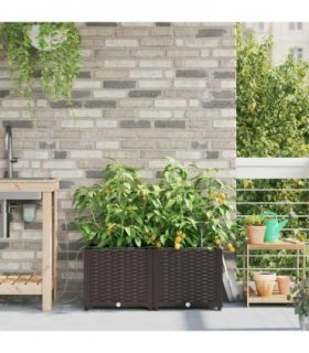vidaXL Garden Planter 2 pcs Brown 80 x 40 x 37.5 cm PP