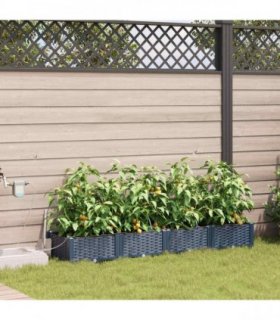 vidaXL Garden Planter 4 pcs Grey 160 x 40 x 22 cm PP