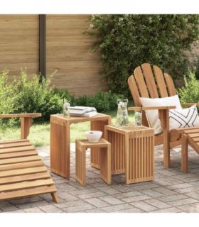 vidaXL Garden Side Table 3 pcs Brown 33 x 44.5 x 51 cm Solid Teak Wood — Model: Nesting table (set of 3)