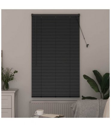 vidaXL Venetian Blinds Height Adjustable Black 175 x 80 cm Aluminium — Size: 80 x 175 cm