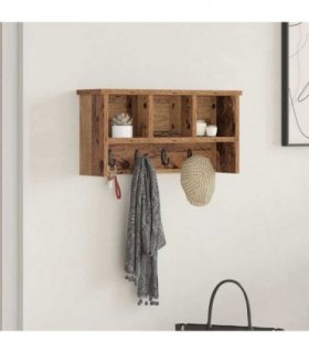 vidaXL Wall-Mounted Coat Rack Old Wood 50 x 16 x 26 cm Engineered wood