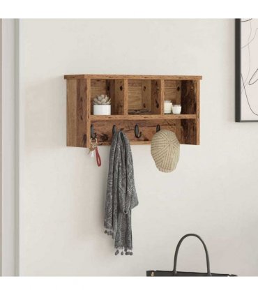vidaXL Wall-Mounted Coat Rack Old Wood 50 x 16 x 26 cm Engineered wood