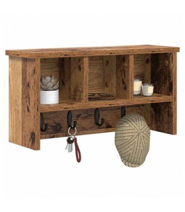 vidaXL Wall-Mounted Coat Rack Old Wood 50 x 16 x 26 cm Engineered wood