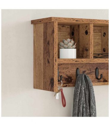 vidaXL Wall-Mounted Coat Rack Old Wood 50 x 16 x 26 cm Engineered wood