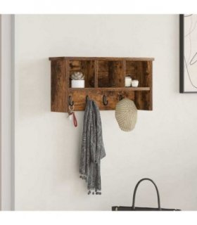 vidaXL Wall-Mounted Coat Rack with Shelf Smoked Oak 50 x 16 x 26 cm