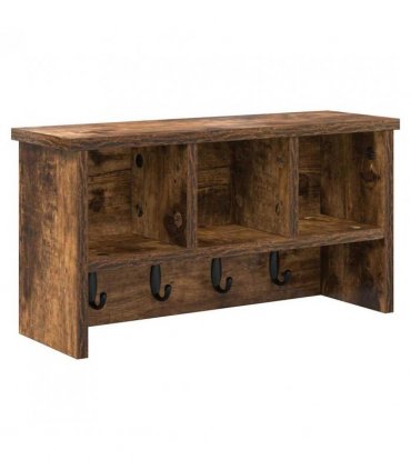 vidaXL Wall-Mounted Coat Rack with Shelf Smoked Oak 50 x 16 x 26 cm