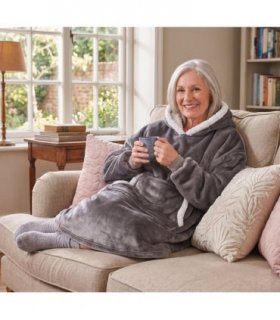 Ultra Plush Blanket Hoddie Grey